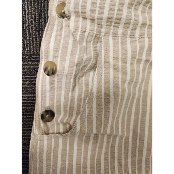 NWT Wild Fable tan striped bibs. Features wide legs and 3 button sides - Picture 7 of 12